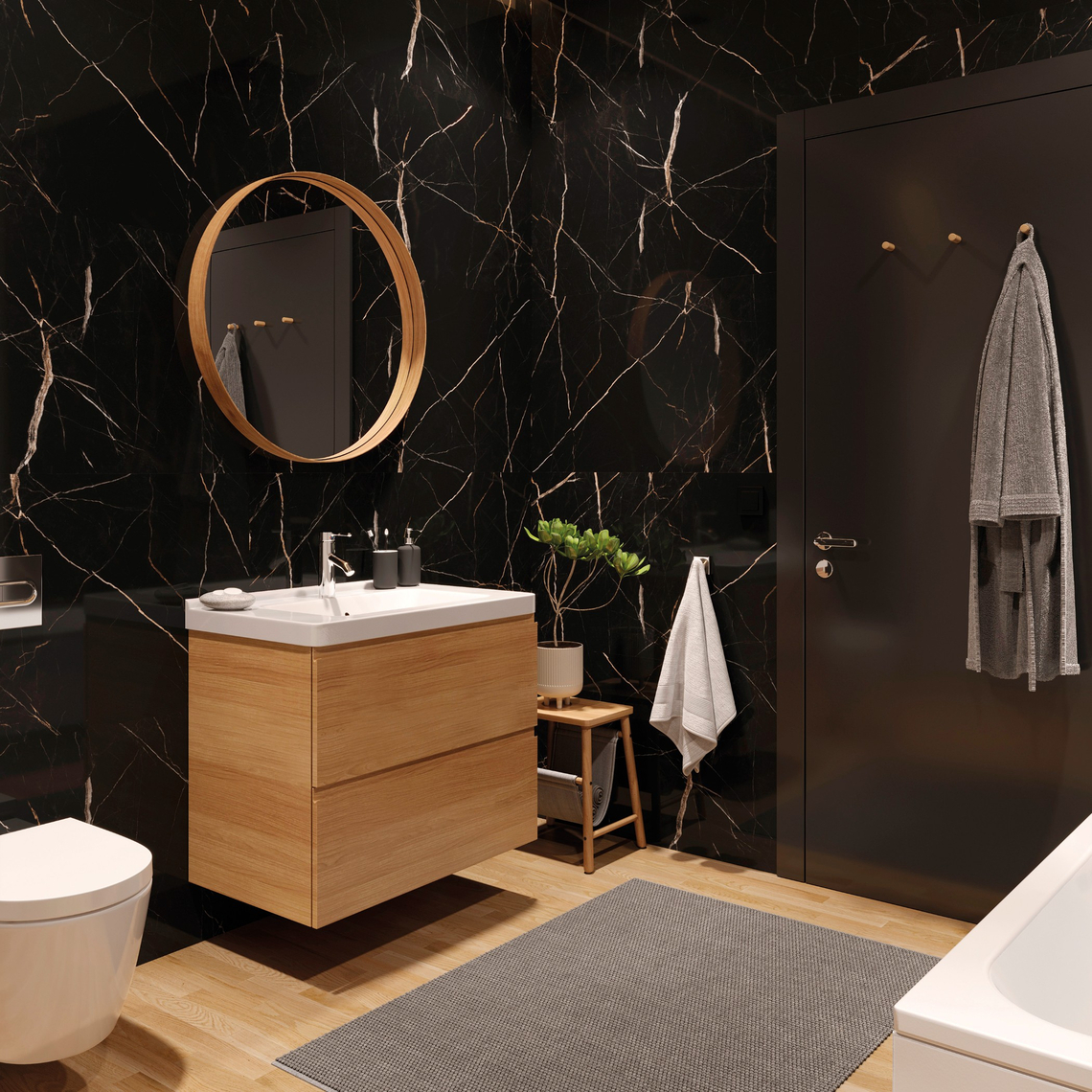 Panel ścienny SPC – Calacatta Black - 60 cm x 120 cm x 4 mm