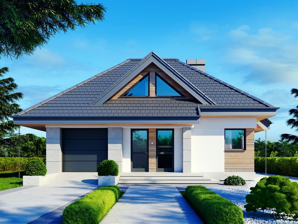 Elewacja domu – siding, deska WPC, podbitka